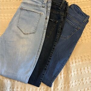 Set of Three Denim Jeans in Light, Dark, and Medium Blue (Fashion Nova)